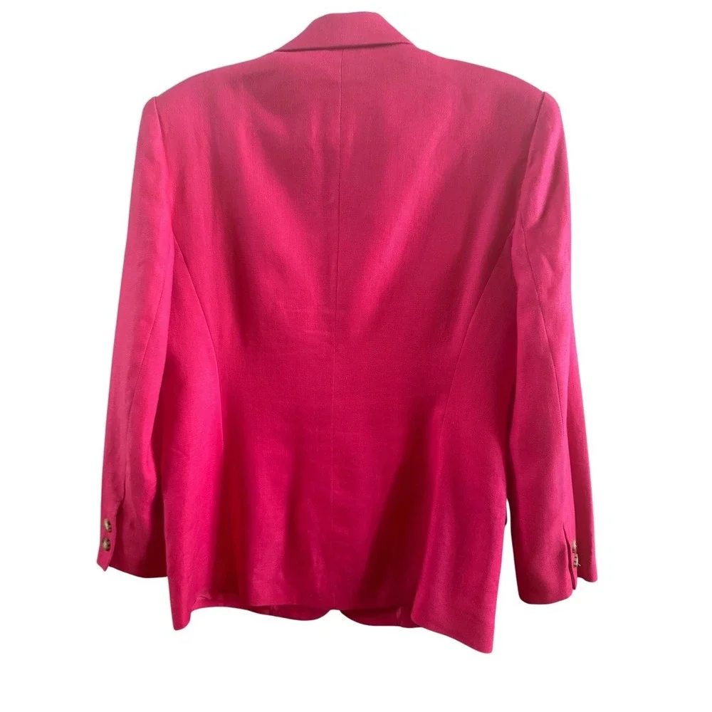 Vintage Talbots Hot Pink Linen Women's Blazer Jacket Size 8 Barbiecore‎